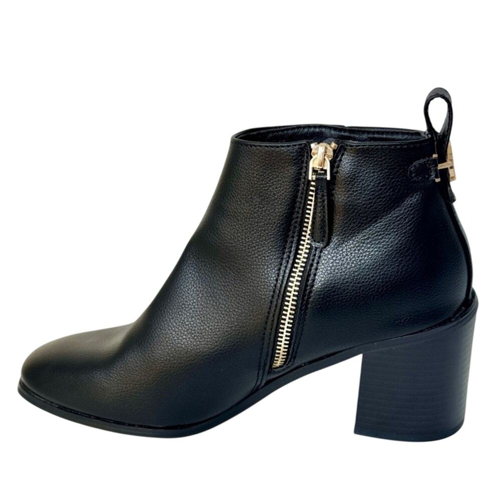 Nautica Luayan Black Vegan Leather Block Heel Ankle Bootie Size 8.5 NEW No Box